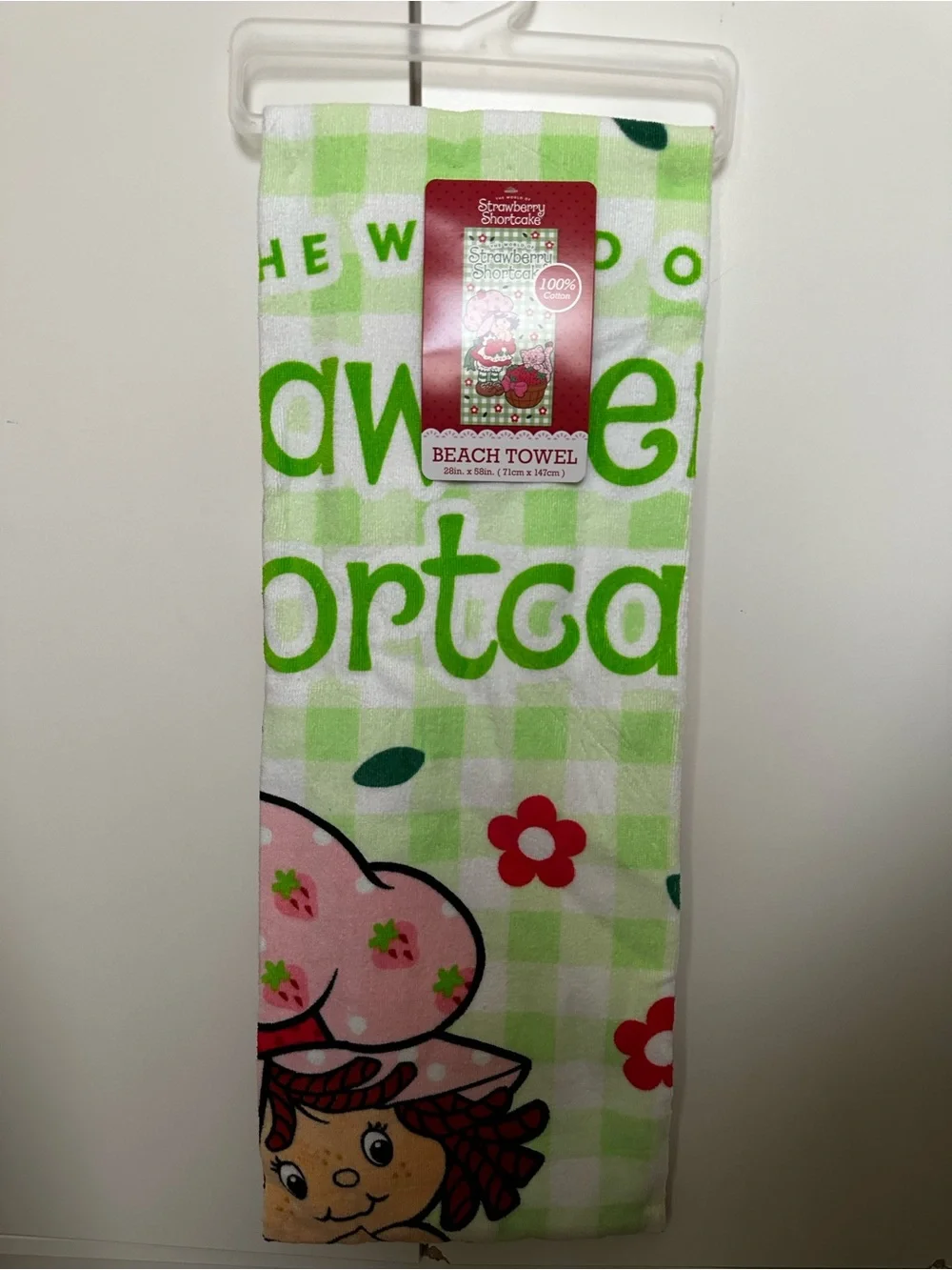 Strawberry Shortcake Green Check Beach Towel
